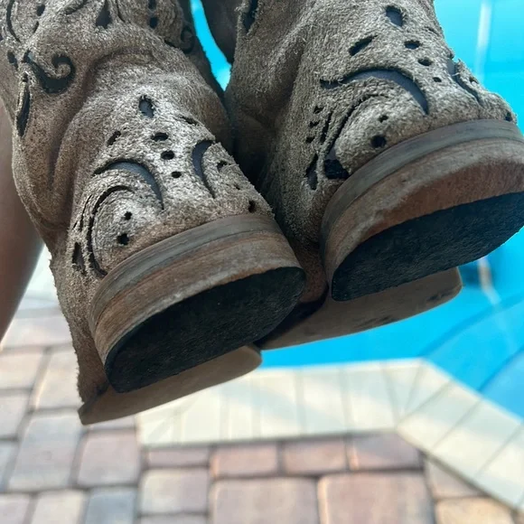 Little Girl Roper Belle Tan Cowboy Western Boots GUC sz 12 Leather Upper Balance - Picture 16 of 17